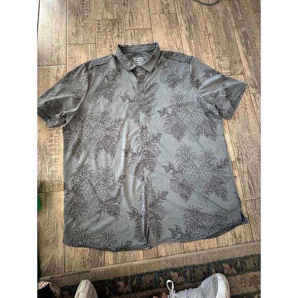 Tommy Bahama Men's Gray & Black Pina Grove Camp Button Down Shirt Size 3XLT - Picture 3 of 10